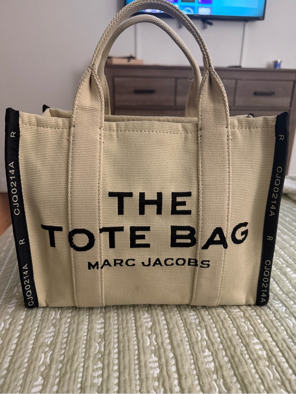 Marc Jacobs Beige Canvas 'The Tote Bag' with Black Accents